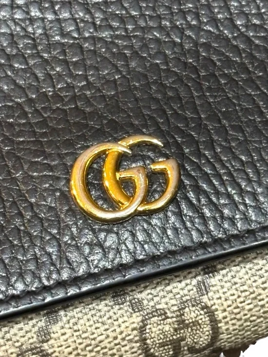 Gucci GG Marmont Compact Wallet Black Leather GG Supreme Canvas - Picture 7 of 15